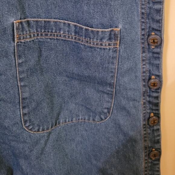 Sleeveless Crew Neck Pocketed Side Button Denim Dress Western Cottage Core- M - Picture 2 of 5